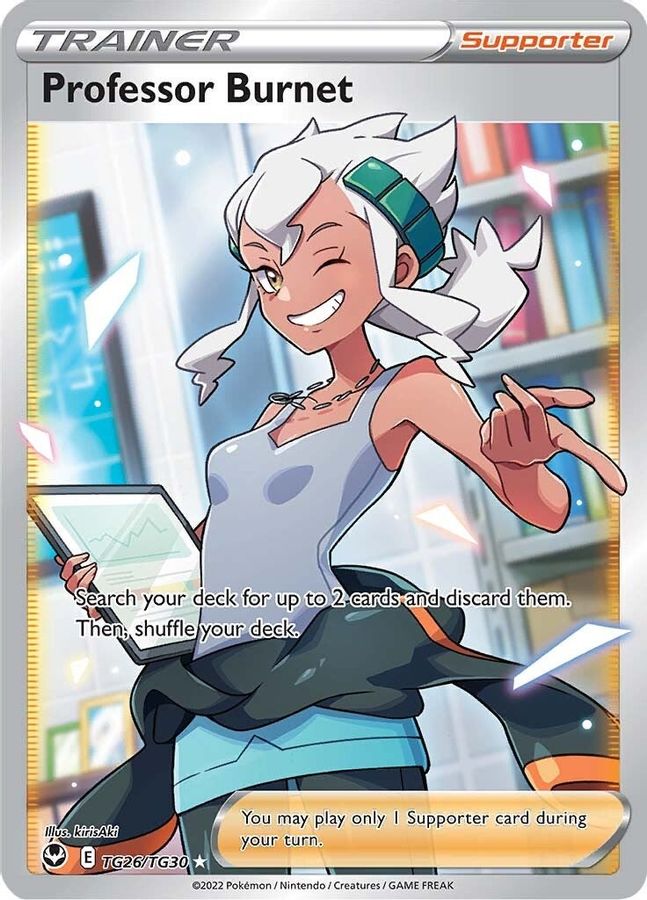 Buy Pokemon cards Australia - Professor Burnet TG26/TG30 - Premium Raw Card from Monster Mart - Pokémon Card Emporium - Shop now at Monster Mart - Pokémon Cards Australia. Silver Tempest, Trainer Gallery