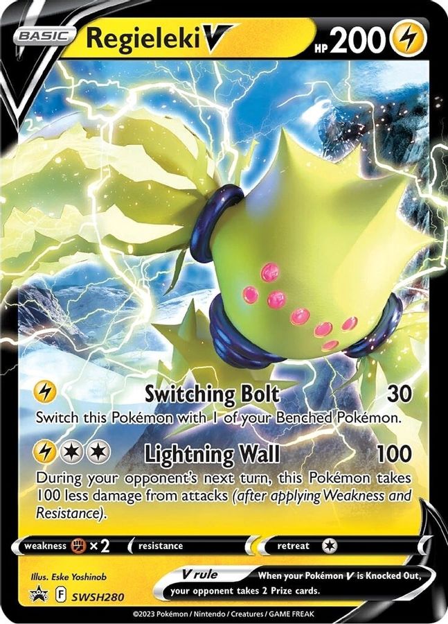 Buy Pokemon cards Australia - Regieleki V SWSH280 - Premium Raw Card from Monster Mart - Pokémon Card Emporium - Shop now at Monster Mart - Pokémon Cards Australia. MMB20, New 11 Mar, Promo, Sword & Shield