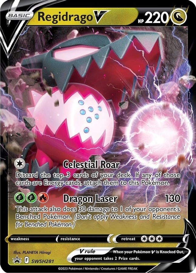 Buy Pokemon cards Australia - Regidrago V SWSH281 - Premium Raw Card from Monster Mart - Pokémon Card Emporium - Shop now at Monster Mart - Pokémon Cards Australia. MMB50, Promo, Sword & Shield