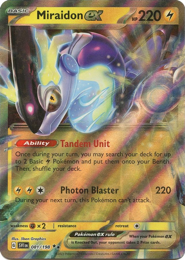 Buy Pokemon cards Australia - Miraidon EX 081/198 - Premium Raw Card from Monster Mart - Pokémon Card Emporium - Shop now at Monster Mart - Pokémon Cards Australia. EX, MMB40, Scarlet & Violet