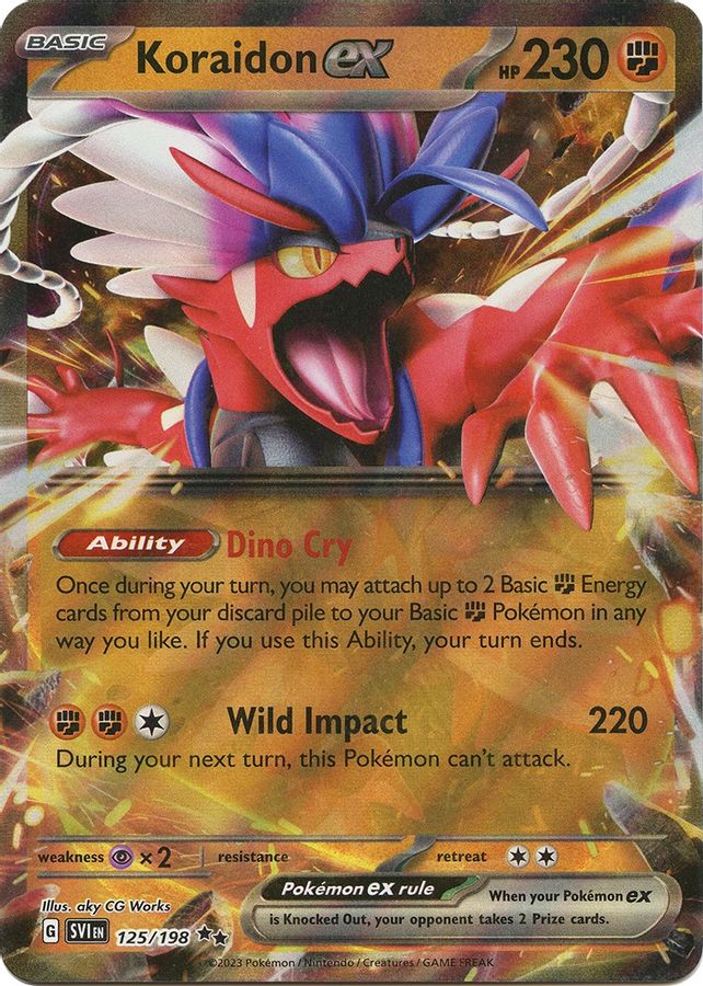 Buy Pokemon cards Australia - Koraidon EX 125/198 - Premium Raw Card from Monster Mart - Pokémon Card Emporium - Shop now at Monster Mart - Pokémon Cards Australia. EX, MMB40, Scarlet & Violet