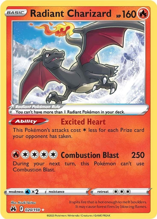 Buy Pokemon cards Australia - Radiant Charizard 020/159 - Premium Raw Card from Monster Mart - Pokémon Card Emporium - Shop now at Monster Mart - Pokémon Cards Australia. Crown Zenith, Radiant