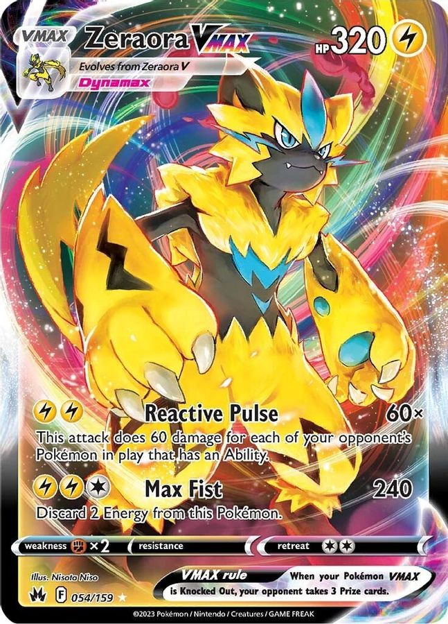 Buy Pokemon cards Australia - Zeraora VMAX 054/159 - Premium Raw Card from Monster Mart - Pokémon Card Emporium - Shop now at Monster Mart - Pokémon Cards Australia. Crown Zenith, VMAX