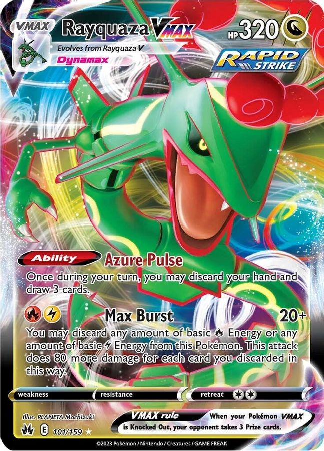 Buy Pokemon cards Australia - Rayquaza VMAX 101/159 - Premium Raw Card from Monster Mart - Pokémon Card Emporium - Shop now at Monster Mart - Pokémon Cards Australia. Crown Zenith, VMAX