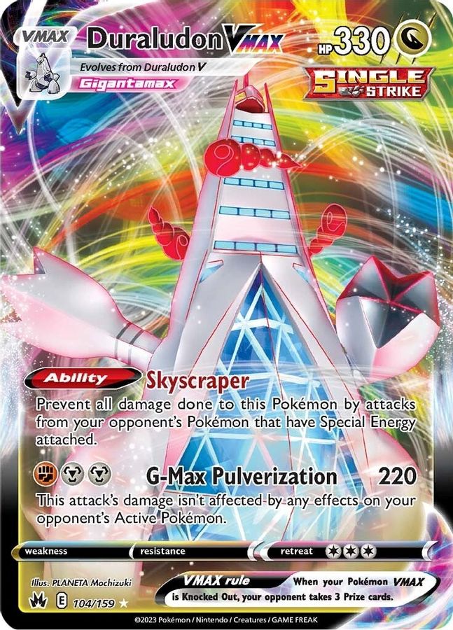 Buy Pokemon cards Australia - Duraludon VMAX 104/159 - Premium Raw Card from Monster Mart - Pokémon Card Emporium - Shop now at Monster Mart - Pokémon Cards Australia. Crown Zenith, MMB10, VMAX