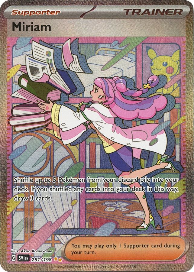 Buy Pokemon cards Australia - Miriam 251/198 - Premium Raw Card from Monster Mart - Pokémon Card Emporium - Shop now at Monster Mart - Pokémon Cards Australia. Scarlet & Violet, Special Illustration Rare, Trainer