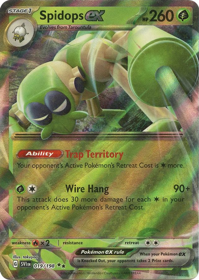 Buy Pokemon cards Australia - Spidops EX 019/198 - Premium Raw Card from Monster Mart - Pokémon Card Emporium - Shop now at Monster Mart - Pokémon Cards Australia. EX, MMB40, Scarlet & Violet