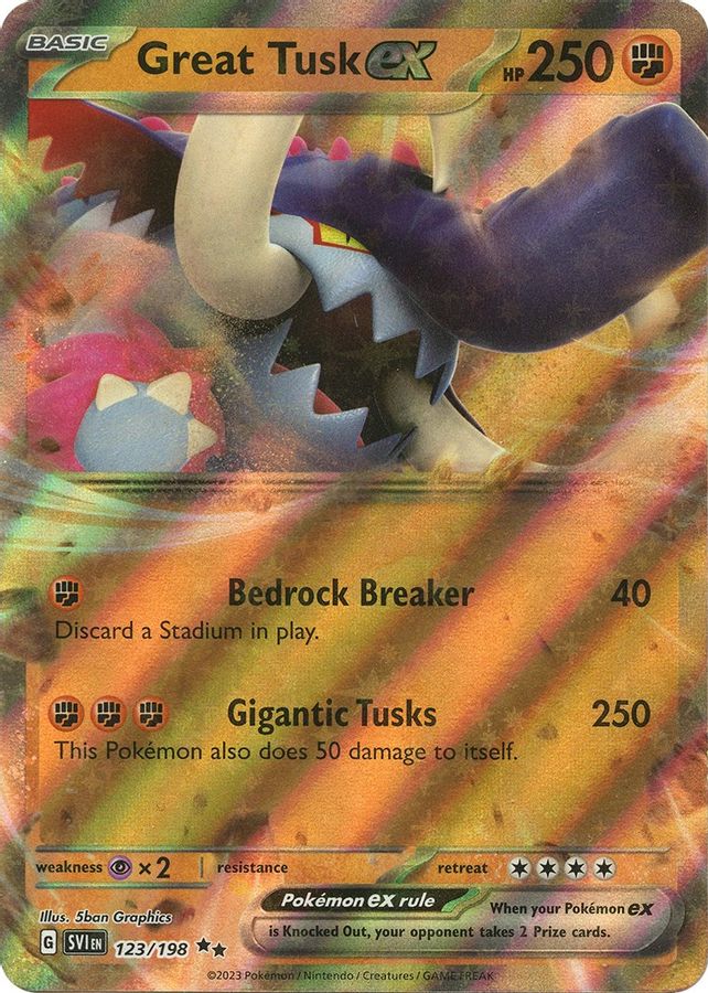 Buy Pokemon cards Australia - Great Tusk EX 123/198 - Premium Raw Card from Monster Mart - Pokémon Card Emporium - Shop now at Monster Mart - Pokémon Cards Australia. EX, Scarlet & Violet