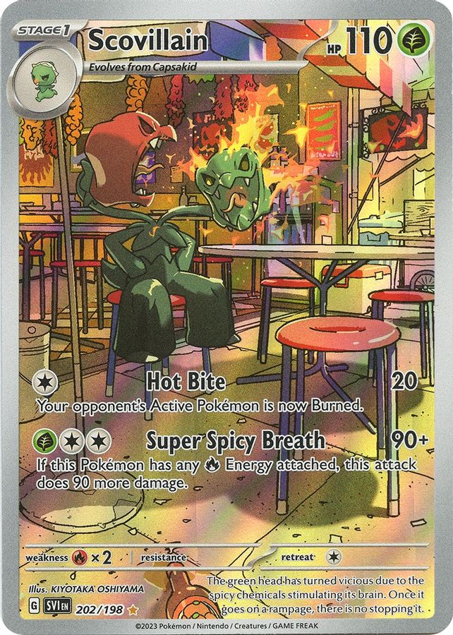 Buy Pokemon cards Australia - Scovillain 202/198 - Premium  from Monster Mart - Pokémon Card Emporium - Shop now at Monster Mart - Pokémon Cards Australia. Illustration Rare, Scarlet & Violet