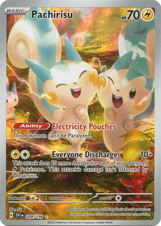 Buy Pokemon cards Australia - Pachirisu 208/198 - Premium  from Monster Mart - Pokémon Card Emporium - Shop now at Monster Mart - Pokémon Cards Australia. Illustration Rare, Scarlet & Violet