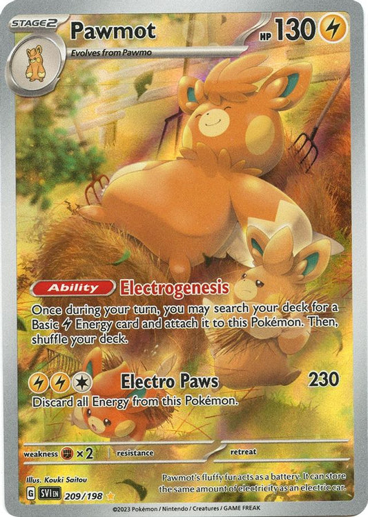 Buy Pokemon cards Australia - Pawmot 209/198 - Premium Raw Card from Monster Mart - Pokémon Card Emporium - Shop now at Monster Mart - Pokémon Cards Australia. Illustration Rare, Scarlet & Violet