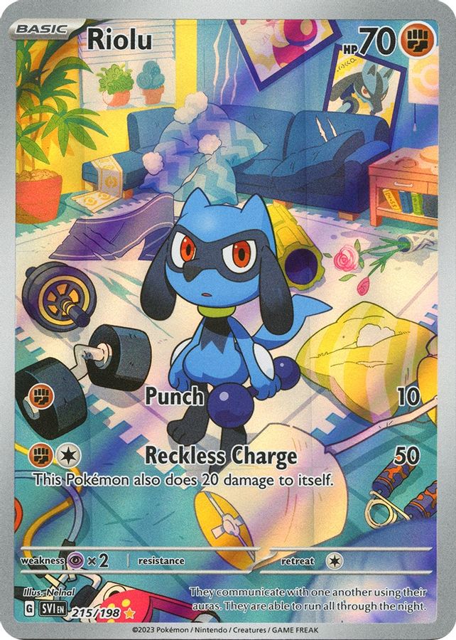 Buy Pokemon cards Australia - Riolu 215/198 - Premium Raw Card from Monster Mart - Pokémon Card Emporium - Shop now at Monster Mart - Pokémon Cards Australia. Illustration Rare, Scarlet & Violet