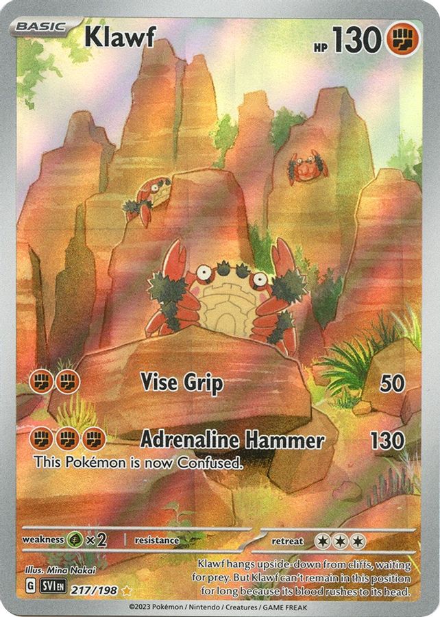 Buy Pokemon cards Australia - Klawf 217/198 - Premium Raw Card from Monster Mart - Pokémon Card Emporium - Shop now at Monster Mart - Pokémon Cards Australia. Illustration Rare, Scarlet & Violet