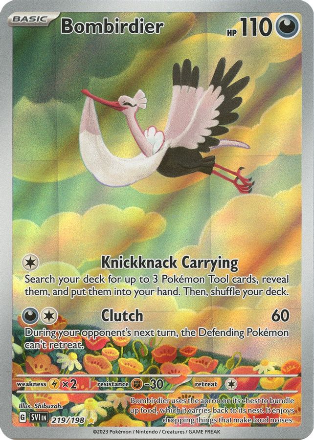 Buy Pokemon cards Australia - Bombirdier 219/198 - Premium  from Monster Mart - Pokémon Card Emporium - Shop now at Monster Mart - Pokémon Cards Australia. Illustration Rare, Scarlet & Violet