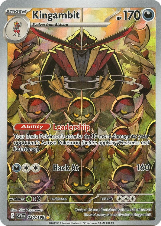 Buy Pokemon cards Australia - Kingambit 220/198 - Premium Raw Card from Monster Mart - Pokémon Card Emporium - Shop now at Monster Mart - Pokémon Cards Australia. Illustration Rare, Scarlet & Violet