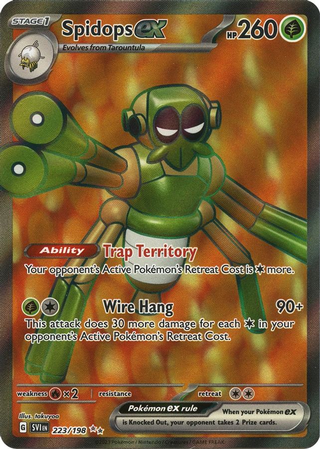 Buy Pokemon cards Australia - Spidops EX 223/198 - Premium Raw Card from Monster Mart - Pokémon Card Emporium - Shop now at Monster Mart - Pokémon Cards Australia. EX, Scarlet & Violet