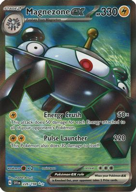 Buy Pokemon cards Australia - Magnezone EX 226/198 - Premium Raw Card from Monster Mart - Pokémon Card Emporium - Shop now at Monster Mart - Pokémon Cards Australia. EX, Scarlet & Violet