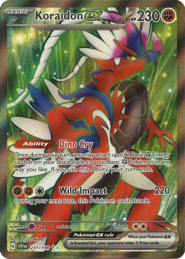 Buy Pokemon cards Australia - Koraidon EX 231/198 - Premium Raw Card from Monster Mart - Pokémon Card Emporium - Shop now at Monster Mart - Pokémon Cards Australia. EX, Scarlet & Violet