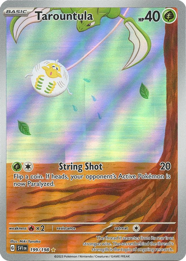 Buy Pokemon cards Australia - Tarountula 199/198 - Premium Raw Card from Monster Mart - Pokémon Card Emporium - Shop now at Monster Mart - Pokémon Cards Australia. Illustration Rare, Scarlet & Violet