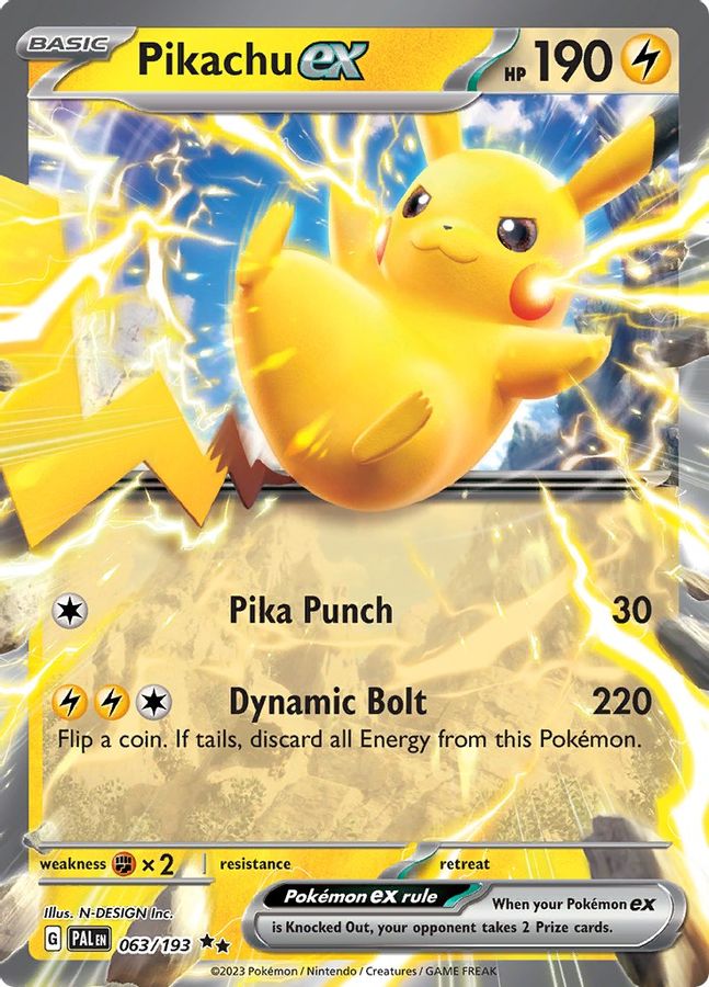 Buy Pokemon cards Australia - Pikachu EX 063/193 - Premium Raw Card from Monster Mart - Pokémon Card Emporium - Shop now at Monster Mart - Pokémon Cards Australia. EX, Paldea Evolved