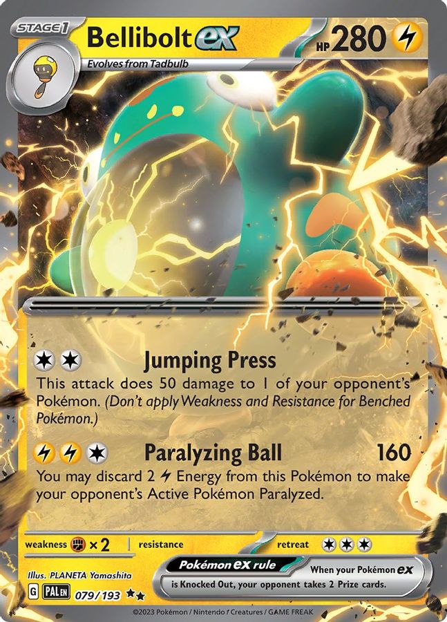 Buy Pokemon cards Australia - Bellibolt EX 079/193 - Premium Raw Card from Monster Mart - Pokémon Card Emporium - Shop now at Monster Mart - Pokémon Cards Australia. EX, MMB50, Paldea Evolved