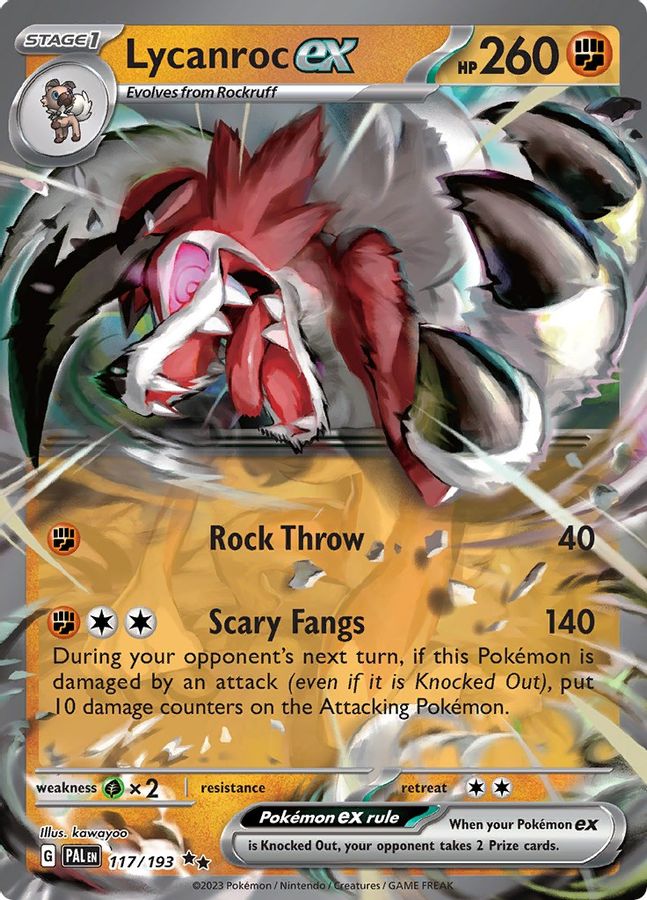 Buy Pokemon cards Australia - Lycanroc EX 117/193 - Premium Raw Card from Monster Mart - Pokémon Card Emporium - Shop now at Monster Mart - Pokémon Cards Australia. EX, Paldea Evolved