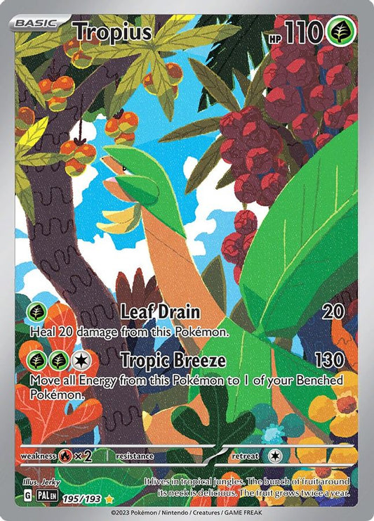 Buy Pokemon cards Australia - Tropius 195/193 - Premium Raw Card from Monster Mart - Pokémon Card Emporium - Shop now at Monster Mart - Pokémon Cards Australia. Illustration Rare, Paldea Evolved