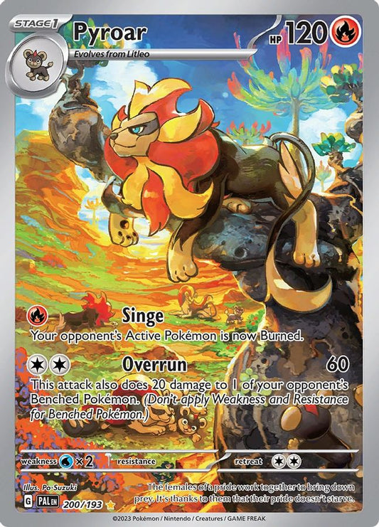 Buy Pokemon cards Australia - Pyroar 200/193 - Premium  from Monster Mart - Pokémon Card Emporium - Shop now at Monster Mart - Pokémon Cards Australia. Illustration Rare, Paldea Evolved