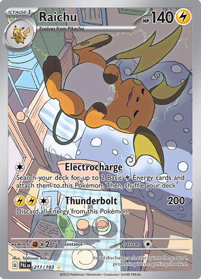 Buy Pokemon cards Australia - Raichu 211/193 - Premium Raw Card from Monster Mart - Pokémon Card Emporium - Shop now at Monster Mart - Pokémon Cards Australia. Illustration Rare, Paldea Evolved