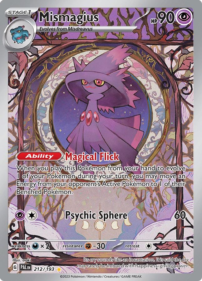 Buy Pokemon cards Australia - Mismagius 212/193 - Premium Raw Card from Monster Mart - Pokémon Card Emporium - Shop now at Monster Mart - Pokémon Cards Australia. Illustration Rare, Paldea Evolved