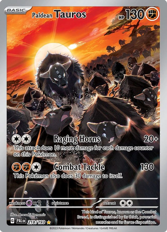 Buy Pokemon cards Australia - Tauros 218/193 - Premium Raw Card from Monster Mart - Pokémon Card Emporium - Shop now at Monster Mart - Pokémon Cards Australia. Illustration Rare, Paldea Evolved