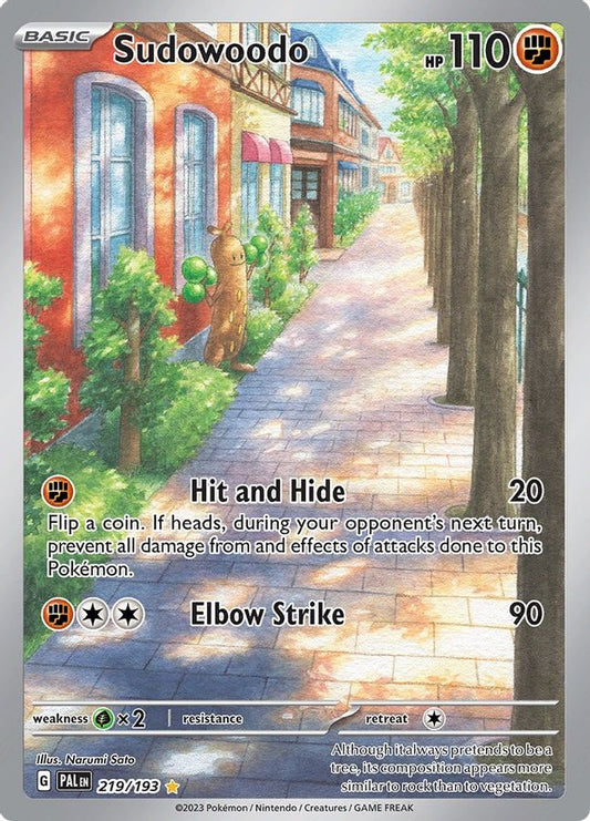 Buy Pokemon cards Australia - Sudowoodo 219/193 - Premium Raw Card from Monster Mart - Pokémon Card Emporium - Shop now at Monster Mart - Pokémon Cards Australia. Illustration Rare, MMB20, Paldea Evolved