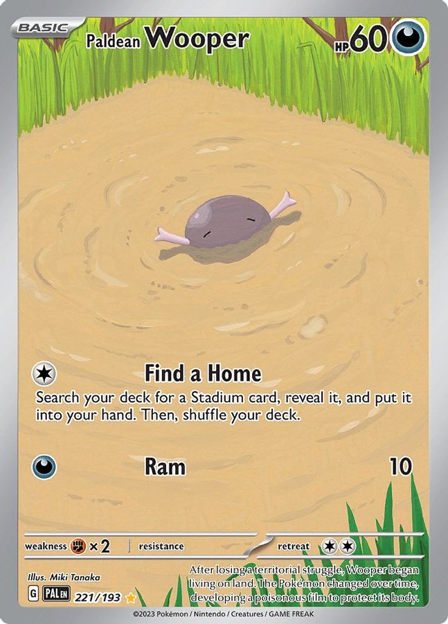 Buy Pokemon cards Australia - Wooper 221/193 - Premium Raw Card from Monster Mart - Pokémon Card Emporium - Shop now at Monster Mart - Pokémon Cards Australia. BF20, Illustration Rare, Paldea Evolved