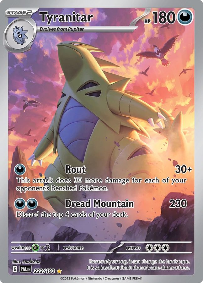 Buy Pokemon cards Australia - Tyranitar 222/193 - Premium Raw Card from Monster Mart - Pokémon Card Emporium - Shop now at Monster Mart - Pokémon Cards Australia. Illustration Rare, Paldea Evolved