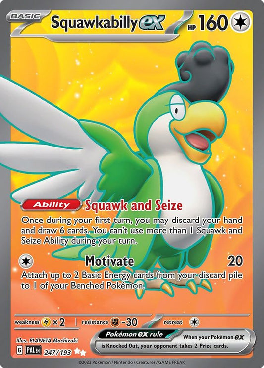 Buy Pokemon cards Australia - Squawkabilly EX 247/193 - Premium Raw Card from Monster Mart - Pokémon Card Emporium - Shop now at Monster Mart - Pokémon Cards Australia. EX, New 27 Feb, Paldea Evolved, Ultra Rare