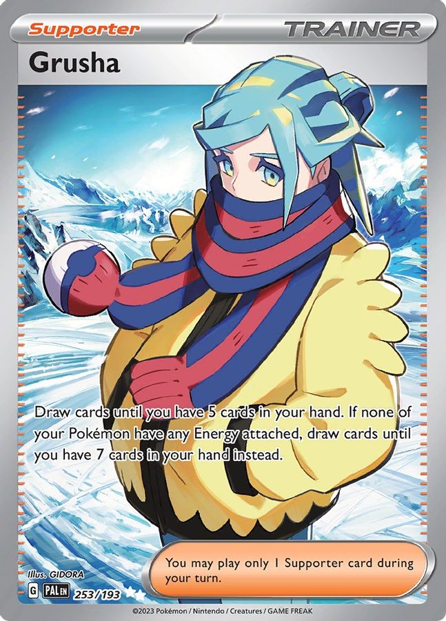 Buy Pokemon cards Australia - Grusha Trainer 253/193 - Premium Raw Card from Monster Mart - Pokémon Card Emporium - Shop now at Monster Mart - Pokémon Cards Australia. Paldea Evolved, Trainer