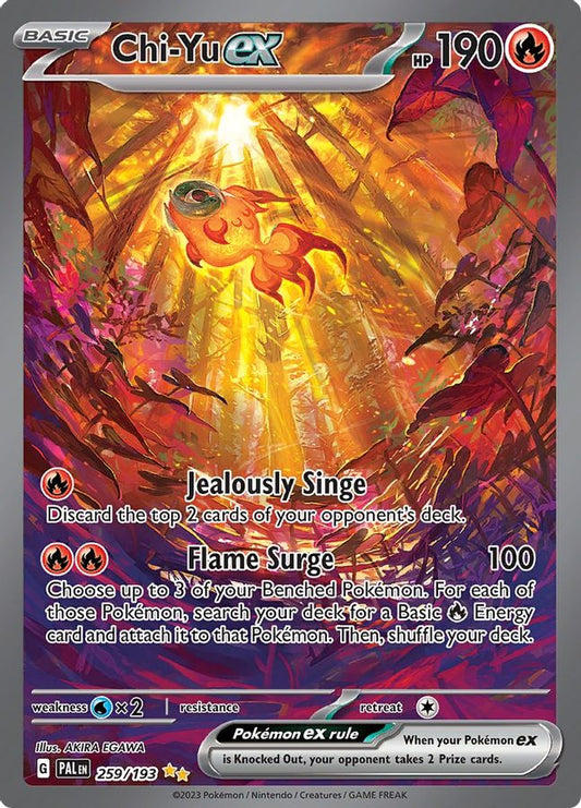 Buy Pokemon cards Australia - Chi-Yu EX 259/193 - Premium Raw Card from Monster Mart - Pokémon Card Emporium - Shop now at Monster Mart - Pokémon Cards Australia. EX, Paldea Evolved, Special Illustration Rare