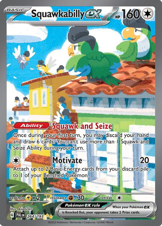 Buy Pokemon cards Australia - Squawkabilly EX 264/193 - Premium Raw Card from Monster Mart - Pokémon Card Emporium - Shop now at Monster Mart - Pokémon Cards Australia. EX, Paldea Evolved, Special Illustration Rare