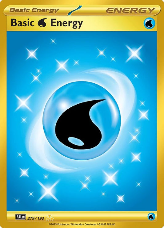 Buy Pokemon cards Australia - Basic Water Energy 279/193 - Premium Raw Card from Monster Mart - Pokémon Card Emporium - Shop now at Monster Mart - Pokémon Cards Australia. Energy, Gold, Hyper Rare, Paldea Evolved