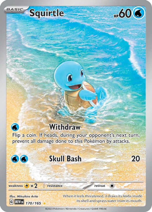 Buy Pokemon cards Australia - Squirtle 170/165 - Premium Raw Card from Monster Mart - Pokémon Card Emporium - Shop now at Monster Mart - Pokémon Cards Australia. 151, Illustration Rare