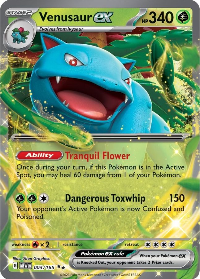 Buy Pokemon cards Australia - Venusaur EX 003/165 - Premium Raw Card from Monster Mart - Pokémon Card Emporium - Shop now at Monster Mart - Pokémon Cards Australia. 151, Double Rare, EX