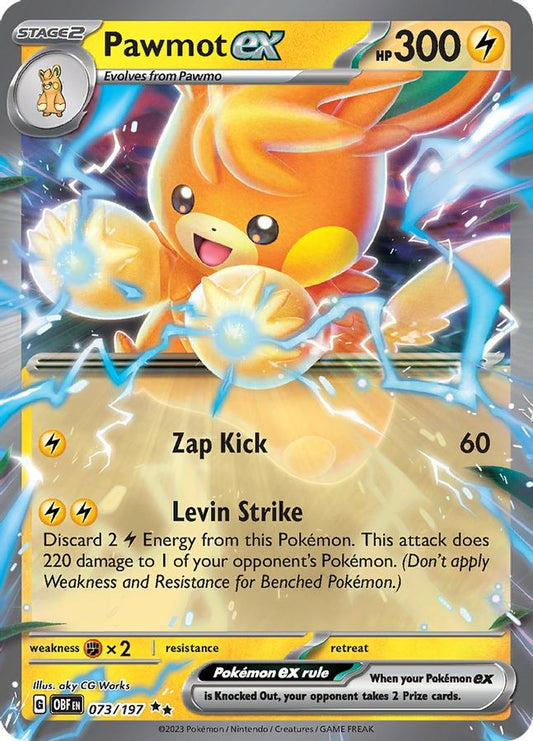 Buy Pokemon cards Australia - Pawmot EX 073/197 - Premium Raw Card from Monster Mart - Pokémon Card Emporium - Shop now at Monster Mart - Pokémon Cards Australia. EX, Obsidian Flames