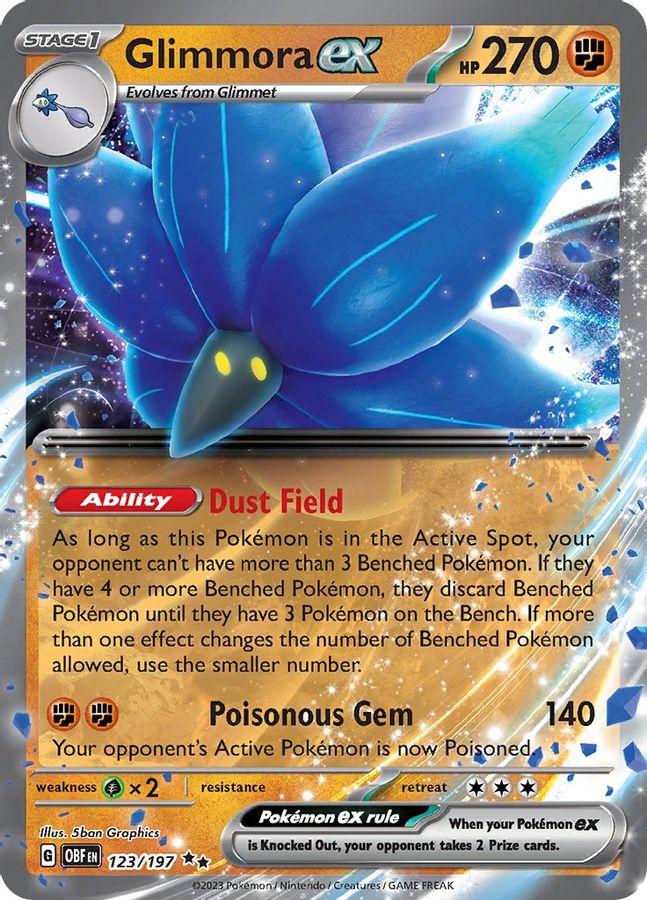 Buy Pokemon cards Australia - Glimmora EX 123/197 - Premium Raw Card from Monster Mart - Pokémon Card Emporium - Shop now at Monster Mart - Pokémon Cards Australia. Double Rare, EX, Obsidian Flames