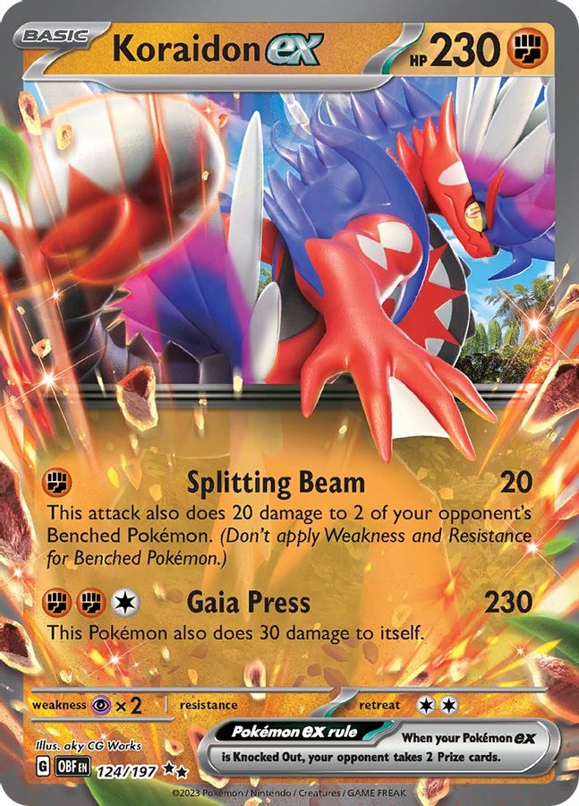 Buy Pokemon cards Australia - Koraidon EX 124/197 - Premium Raw Card from Monster Mart - Pokémon Card Emporium - Shop now at Monster Mart - Pokémon Cards Australia. EX, New 18 Mar, Obsidian Flames