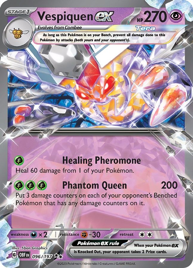 Buy Pokemon cards Australia - Vespiquen EX 096/197 - Premium Raw Card from Monster Mart - Pokémon Card Emporium - Shop now at Monster Mart - Pokémon Cards Australia. Double Rare, EX, MMB30, Obsidian Flames