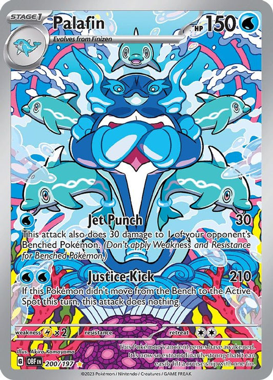 Buy Pokemon cards Australia - Palafin 200/197 - Premium Raw Card from Monster Mart - Pokémon Card Emporium - Shop now at Monster Mart - Pokémon Cards Australia. Illustration Rare, Obsidian Flames