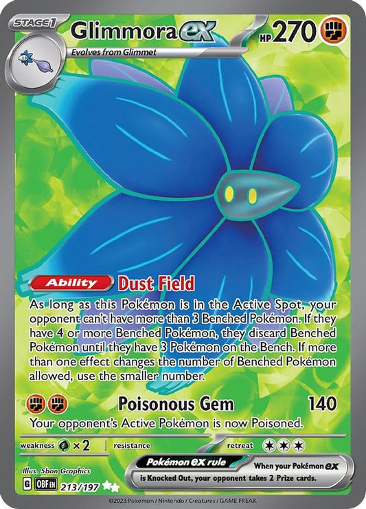 Buy Pokemon cards Australia - Glimmora EX 213/197 - Premium Raw Card from Monster Mart - Pokémon Card Emporium - Shop now at Monster Mart - Pokémon Cards Australia. EX, Obsidian Flames