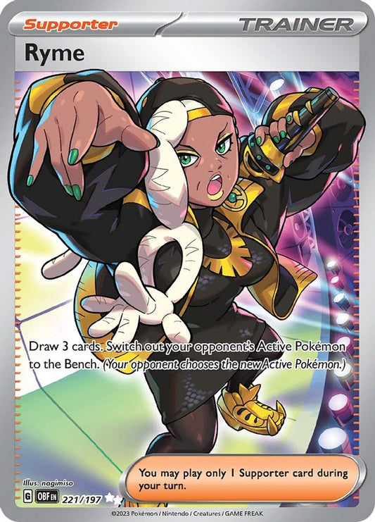 Buy Pokemon cards Australia - Ryme Trainer 221/197 - Premium Raw Card from Monster Mart - Pokémon Card Emporium - Shop now at Monster Mart - Pokémon Cards Australia. BF20, MMB10, Obsidian Flames, Trainer