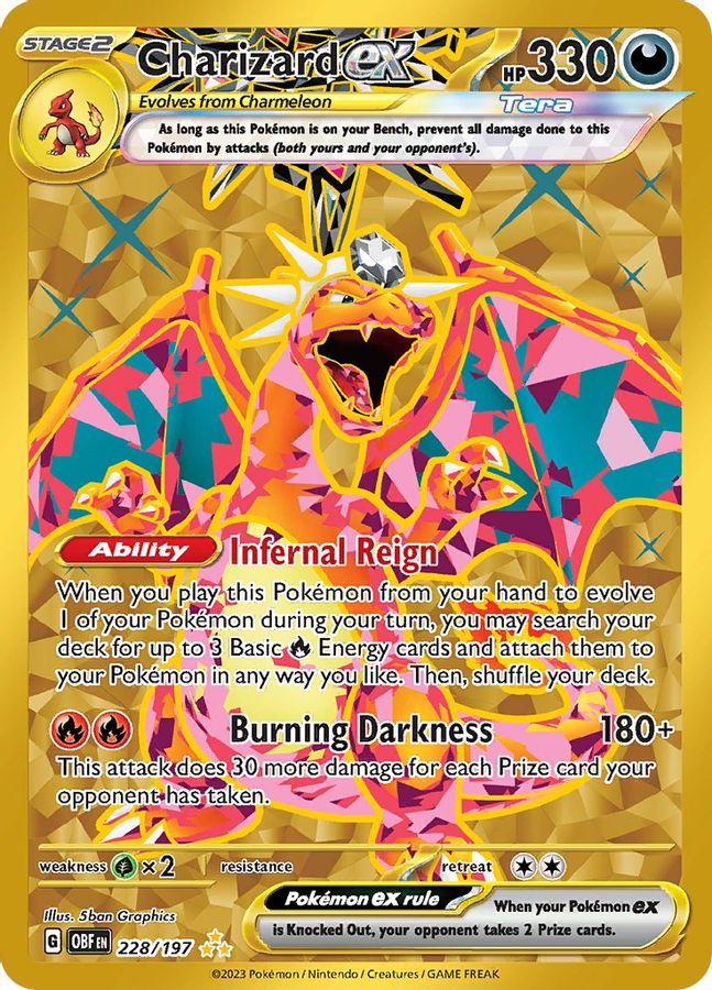 Buy Pokemon cards Australia - Charizard EX 228/197 - Premium Raw Card from Monster Mart - Pokémon Card Emporium - Shop now at Monster Mart - Pokémon Cards Australia. EX, Gold, Hyper Rare, Obsidian Flames