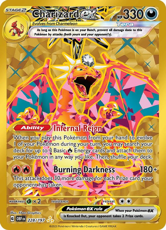 Buy Pokemon cards Australia - Charizard EX 228/197 - Premium Raw Card from Monster Mart - Pokémon Card Emporium - Shop now at Monster Mart - Pokémon Cards Australia. EX, Gold, Hyper Rare, Obsidian Flames
